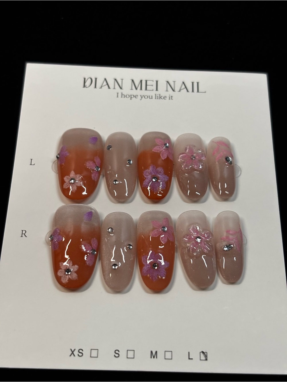 Pink Floral Ombre Press-On Nail Set